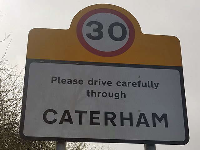 Road sign in Caterham - After a clean
