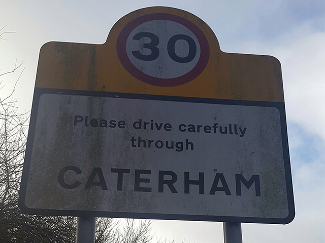 Road sign cleaning in Caterham - Before a clean